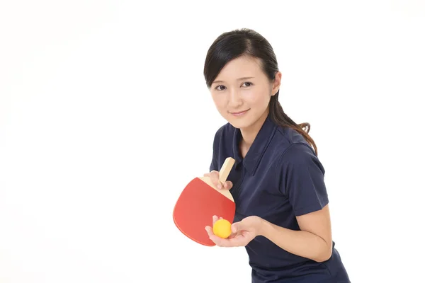 Mujer Jugando Tenis Mesa — Foto de Stock