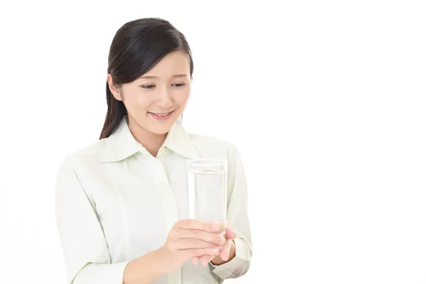 Vrouw Met Een Glas Water — Stockfoto