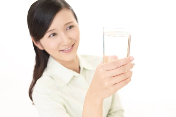 Mujer Con Vaso Agua —  Fotos de Stock