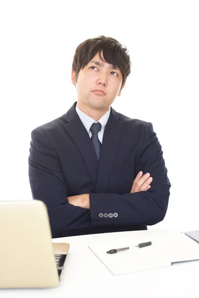 Empresário Asiático Está Sentindo Cansado Estressado — Fotografia de Stock