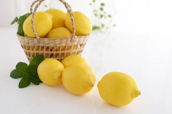 Fresh Lemons White Background — Stock Photo, Image