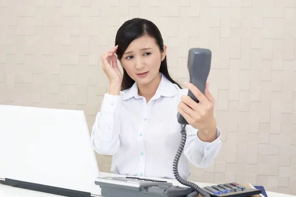 Tired Stressed Asian Business Woman — Stock Photo, Image