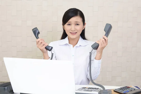Tired Stressed Asian Business Woman — Stock Photo, Image