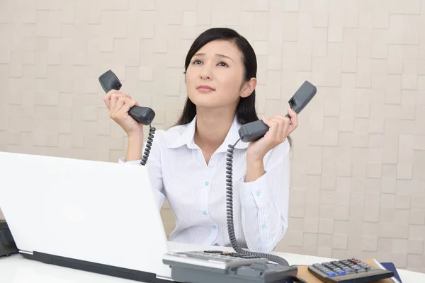 Tired Stressed Asian Business Woman — Stock Photo, Image