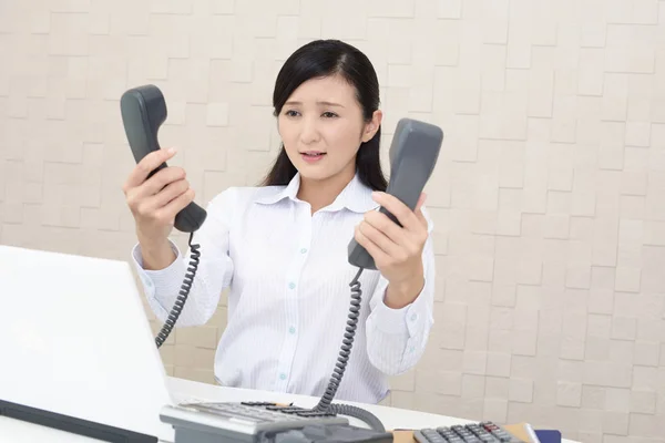 Donna Affari Sente Stanca Stressata — Foto Stock