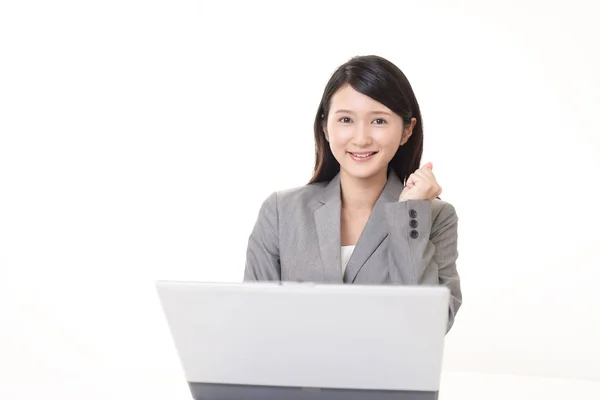 Female Office Worker Who Poses Happy — Stock Photo, Image