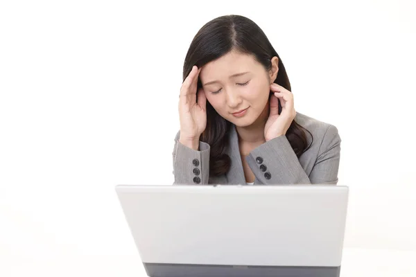 Asian Business Woman Feeling Tired Stressed — Stock Photo, Image