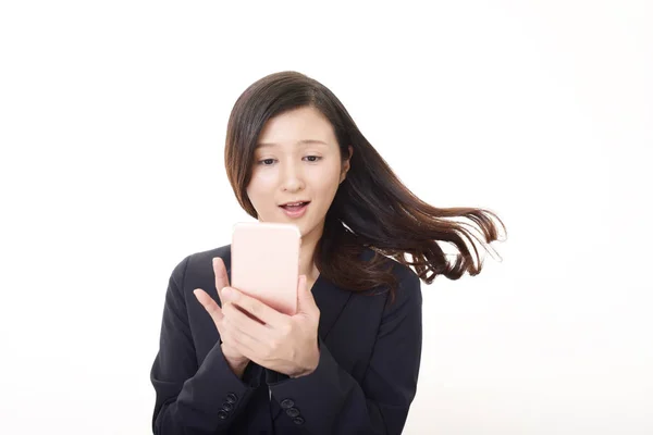 Business Woman Looking Smart Phone — Stock Photo, Image