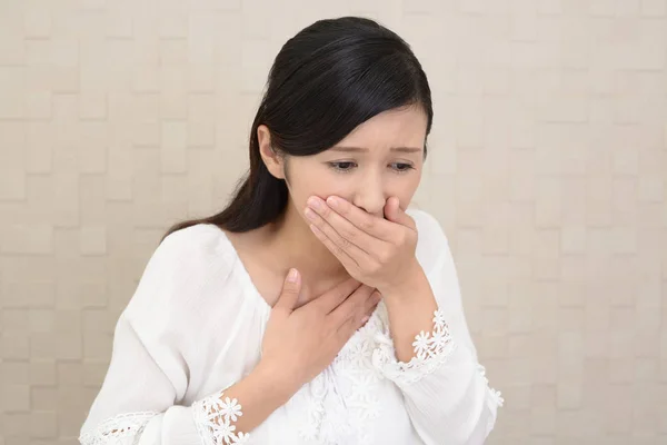 Donna Incinta Che Soffre Nausea — Foto Stock