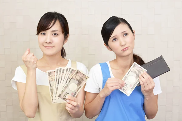 Aziatische Vrouwen Met Geld — Stockfoto