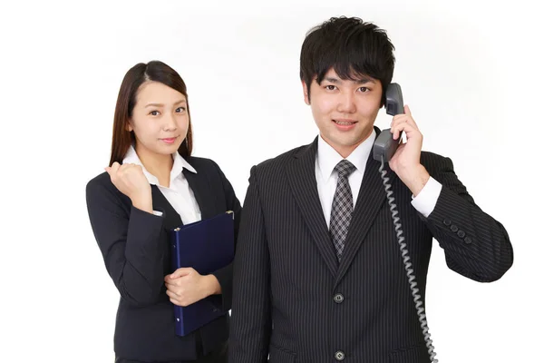 Hombre Negocios Sonriente Mujer Negocios — Foto de Stock