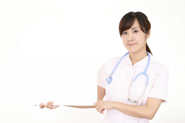 Krankenschwester Hält Whiteboard Der Hand — Stockfoto