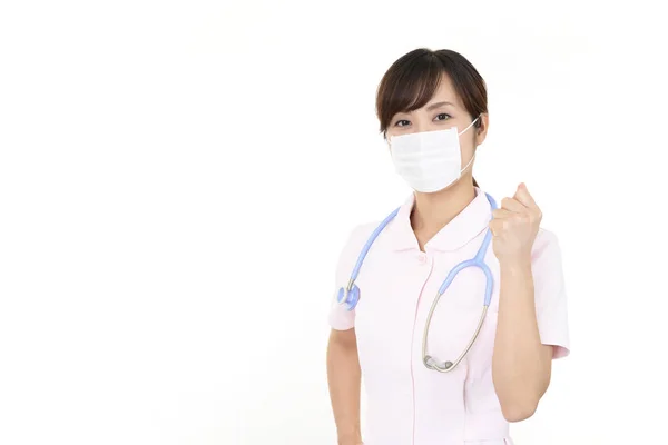 Enfermeira Com Máscara Proteção Rosto — Fotografia de Stock