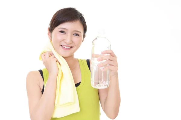 Woman Drinking Bottle Water — Stock Photo, Image