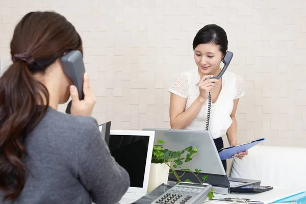 Two Business Women Office Working — Stock Photo, Image