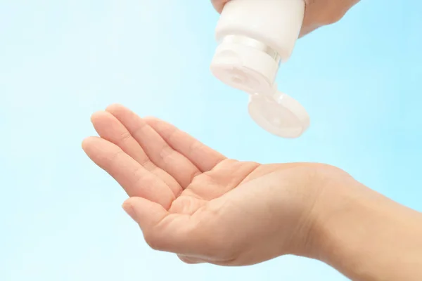 Closeup of woman\'s hands with cleansing foam