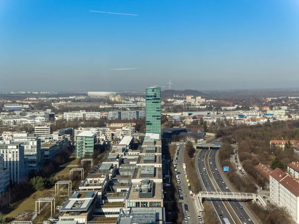 Widok z lotu ptaka na Allianz arena w Monachium — Zdjęcie stockowe