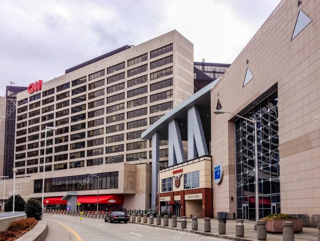 ATLANTA, GA, USA, MARCH 4, 2014 - View to CNN Center and Philips Arena on March 4, 2014 in Atlanta, GA, USA
