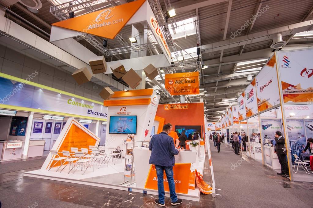 HANNOVER, GERMANY - MARCH 14, 2016: Booth of Alibaba Group at CeBIT information technology trade show in Hannover, Germany on March 14, 2016