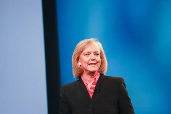 LAS VEGAS, NV - 5 GIUGNO 2012: Meg Whitman, presidente e amministratore delegato di HP, rivolge un discorso alla conferenza HP Discover 2012 il 5 giugno 2012 a Las Vegas, NV — Foto Stock