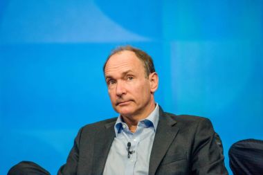 Orlando, Florida - 18 Ocak 2012: Mucit ve kurucusu World Wide Web efendim Tim Berners-Lee sunar bir adresi IBM Lotusphere 2012 toplantısına 18 Ocak 2012 tarihinde. Sosyal Web hakkında konuşuyor