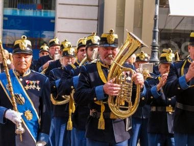 Viyana, Avusturya - 15 Ekim 2005: Askeri pirinç Viyana Street 15 Ekim 2005 tarihinde oynar