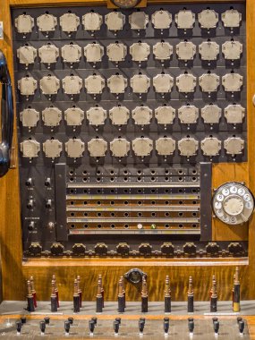 Moskova, Rusya - 20 Mart 2018: Eski telefon Tarihi Müzesi olarak geçiş sergiler 20 Mart 2018 üzerinde Moskova, Rusya'nın eski