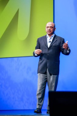 LAS VEGAS, NV - OCT 27, 2009: General Manager of IBM Information Management Software department Arvind Krishna delivers an address to Information on Demand conference on OCT 27, 2009 in Las Vegas, NV
