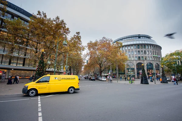 Berlin Germany November 2014 Prosegur Security Van Shopping Street Kurfurstendamm — Stock Photo, Image