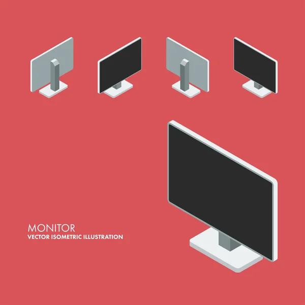 Monitor - vektor izometrikus illusztráció Stock Illusztrációk