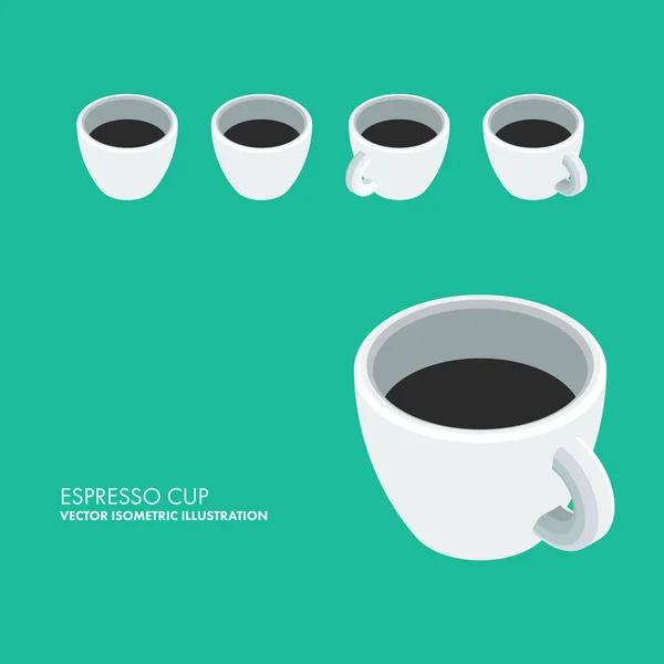 Copo de café expresso - Ilustração Isométrica do Vetor Vetores De Bancos De Imagens