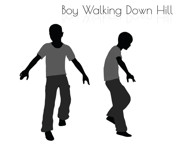 Fiú a mindennapi Walking Down Hill jelentenek a fehér háttér — Stock Vector