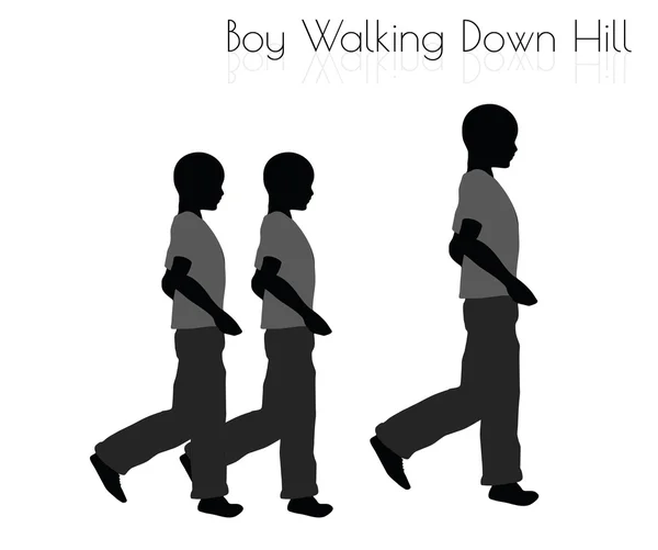 Boy in Everyday Walking  Down Hill pose on white background — Stock Vector