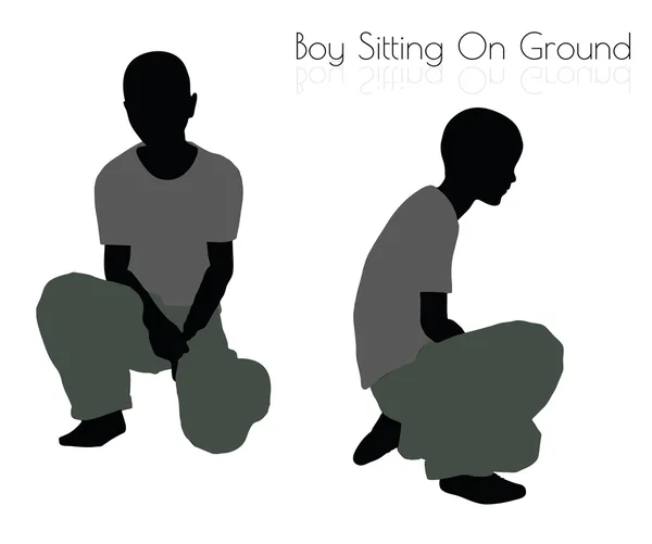 Boy in Sitting pose on white background — Stock Vector