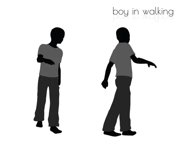 在白色背景上行走姿势的男孩 — 图库矢量图片