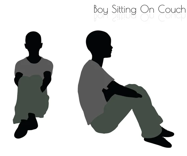 Niño sentado pose sobre fondo blanco — Vector de stock