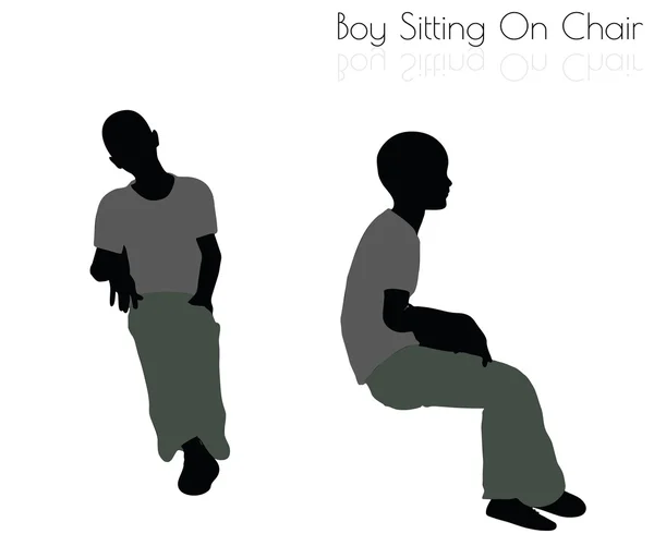 男孩在白色背景上的坐姿 — 图库矢量图片