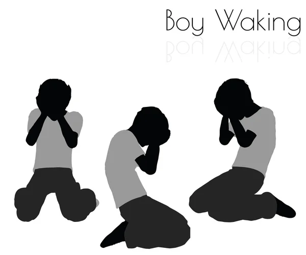 Niño en Everyday Waking Up pose sobre fondo blanco — Archivo Imágenes Vectoriales