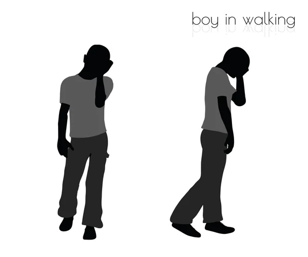 Boy in walking pose on white background — Stock Vector