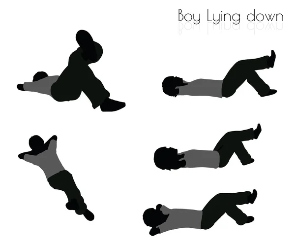 Boy in Lying down pose on white background — Stock Vector