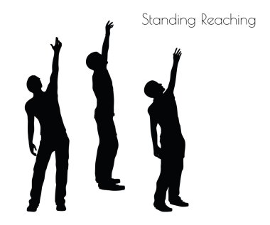 man in Standing Reaching  pose on white background clipart