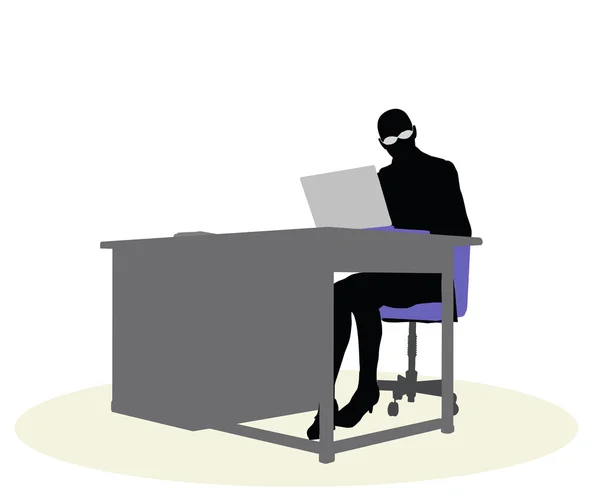 Una donna d'affari seduta ad una scrivania — Vettoriale Stock