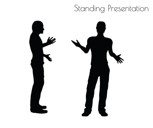 Man in Standing Presentation  pose on white background — Stock vektor