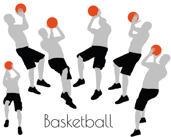 Homme dans la pose de basket-ball sur fond blanc — Image vectorielle