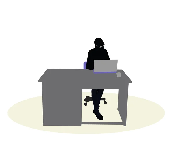 Una mujer de negocios sentada en un escritorio — Archivo Imágenes Vectoriales
