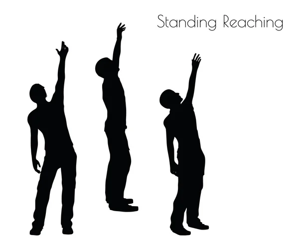 Man in Standing Reaching  pose on white background — Stock Vector