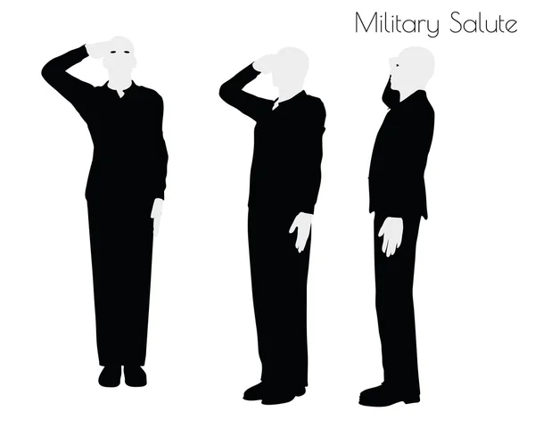 Man in salute vormen op witte achtergrond — Stockvector