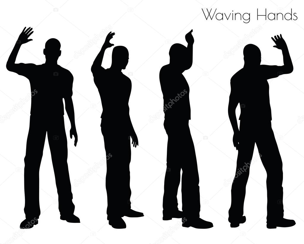 man in Waving Hands pose on white background