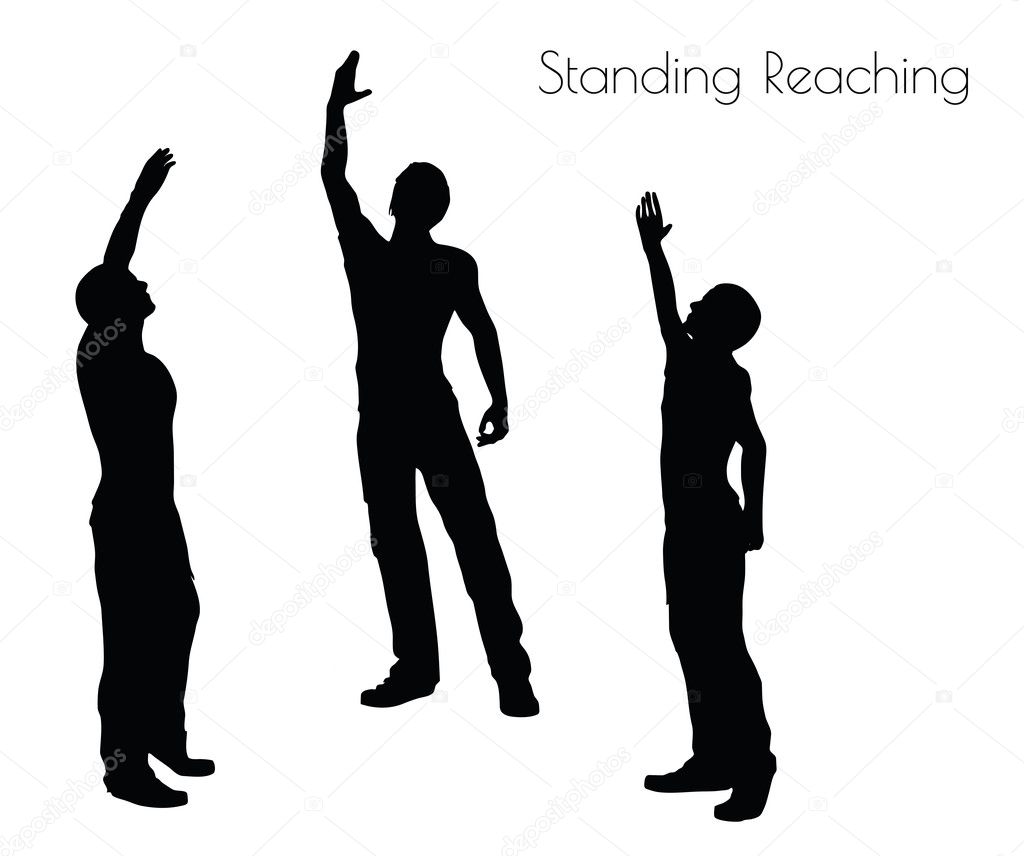 man in Standing Reaching  pose on white background