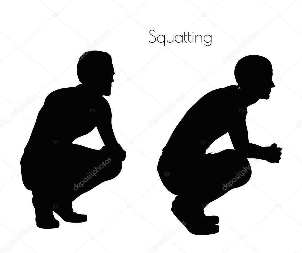 man in Sitting Squatting  pose on white background